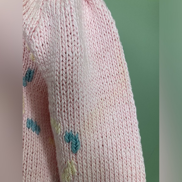 Vintage Berek Hand Knit Sweater Floral Pink Design 100% Cotton Fairy Kei Cottage - Picture 10 of 10